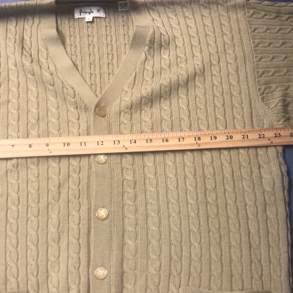 Vintage Pringle Cable Wool Grandpa Button Cardigan Sweater Mens Unisex Small - Picture 11 of 12